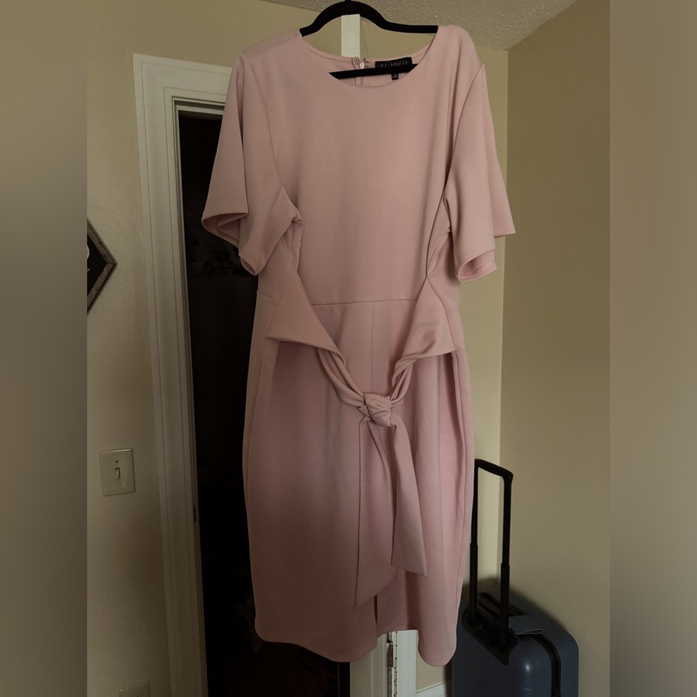 Front Tie Baby Pink Scuba Dress